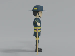 low poly cartoon firefighter 3D Model