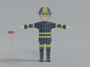 low poly cartoon firefighter Modelo 3D