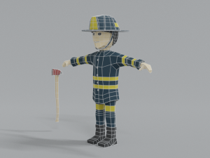 low poly cartoon firefighter Modelo 3D