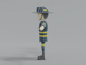 low poly cartoon firefighter 3D Model
