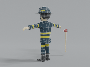 low poly cartoon firefighter Modelo 3D