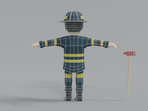 low poly cartoon firefighter Modelo 3D