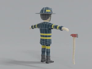 low poly cartoon firefighter Modelo 3D