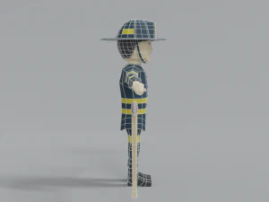 low poly cartoon firefighter 3D Model