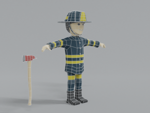 low poly cartoon firefighter Modelo 3D