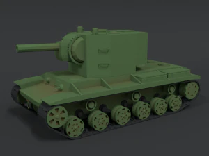 low poly cartoon kv 2 tank 3D Model