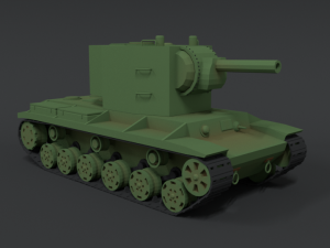 low poly cartoon kv 2 tank 3D Model