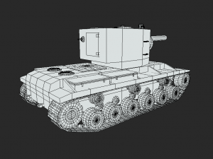 low poly cartoon kv 2 tank 3D Model