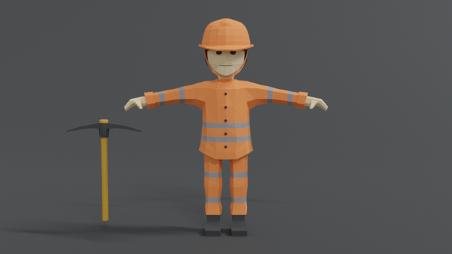 low poly cartoon street worker 3Dモデル .c4d .max .obj .3ds .fbx .stl .blend 