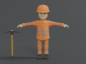 low poly cartoon street worker 3Dモデル