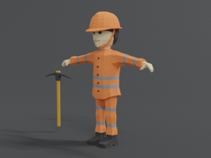 low poly cartoon street worker 3Dモデル