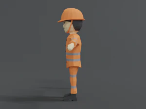 low poly cartoon street worker 3D Model