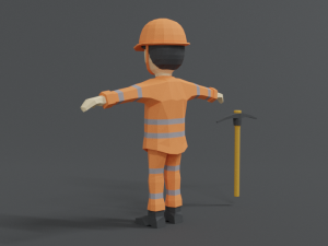 low poly cartoon street worker 3Dモデル