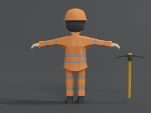 low poly cartoon street worker 3Dモデル