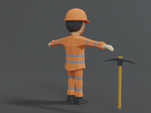 low poly cartoon street worker 3Dモデル
