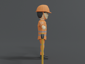 low poly cartoon street worker 3Dモデル