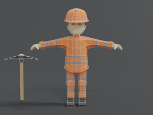 low poly cartoon street worker 3Dモデル