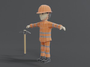 low poly cartoon street worker 3Dモデル