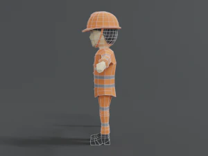 low poly cartoon street worker 3D Model