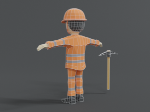 low poly cartoon street worker 3Dモデル