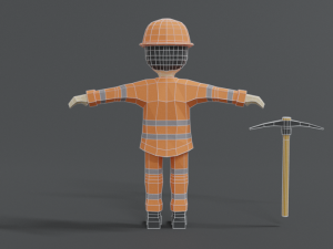 low poly cartoon street worker 3Dモデル