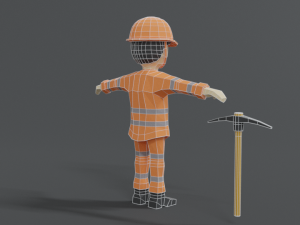 low poly cartoon street worker 3Dモデル