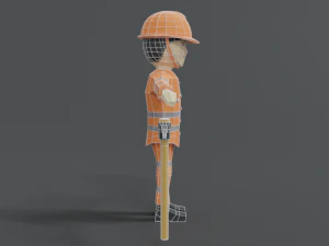 low poly cartoon street worker 3D Model