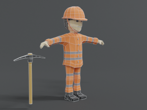 low poly cartoon street worker 3Dモデル