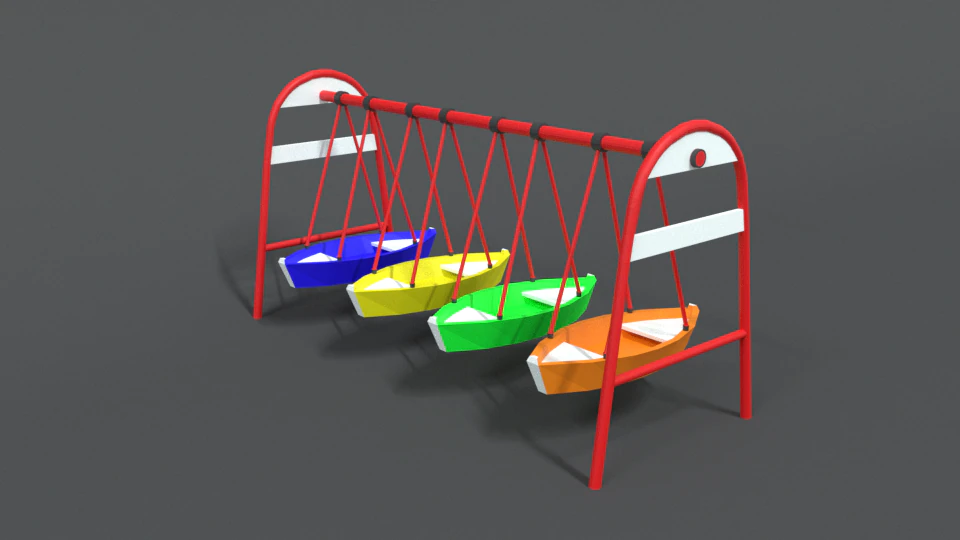 low poly cartoon luna park boats 3D Model .c4d .max .obj .3ds .fbx .stl .blend 