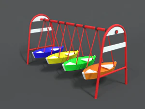 barche del luna park cartoon low poly Modello 3D