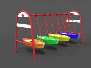 low poly cartoon luna park boats 3D Model