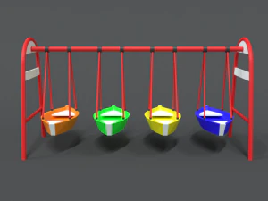 low poly cartoon luna park boats 3D Model
