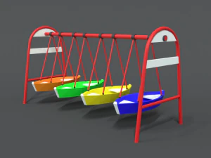 low poly cartoon luna park boats 3D Model