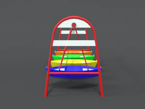 low poly cartoon luna park boats 3D Model