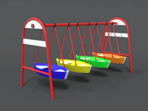 low poly cartoon luna park boats 3D Model