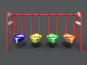 low poly cartoon luna park boats 3D Model