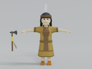 low poly cartoon native indian woman 3Dモデル