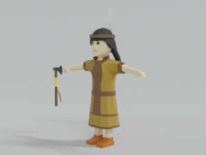 low poly cartoon native indian woman 3D 모델