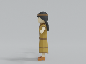 low poly cartoon native indian woman 3D 모델