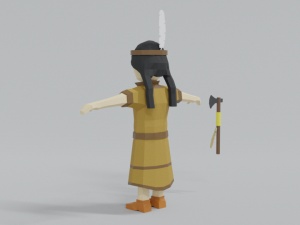 low poly cartoon native indian woman 3D 모델