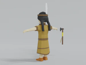 low poly cartoon native indian woman 3D Model