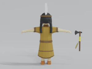 low poly cartoon native indian woman 3D Model