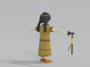 low poly cartoon native indian woman 3D 모델