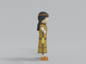 low poly cartoon native indian woman 3D 모델