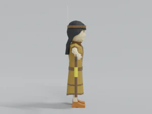 low poly cartoon native indian woman 3D Model