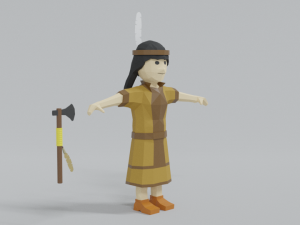low poly cartoon native indian woman 3D 모델