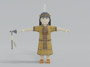 low poly cartoon native indian woman 3D 모델