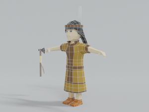 low poly cartoon native indian woman 3D 모델