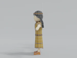 low poly cartoon native indian woman 3D Model