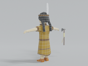 low poly cartoon native indian woman 3D 모델